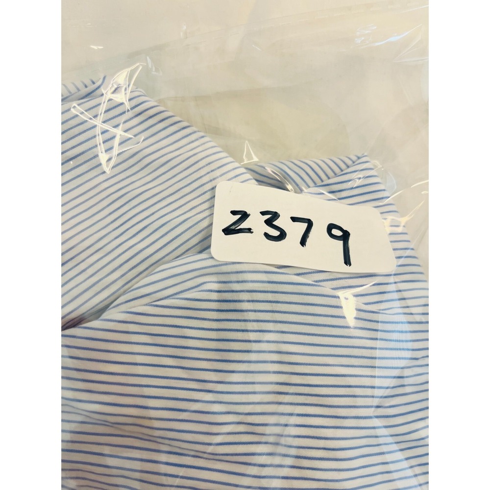 DO+BE Blue White Stripe Off Shoulder Blouse Tie Sleeve Balloon Hem Size Small - Picture 9 of 9
